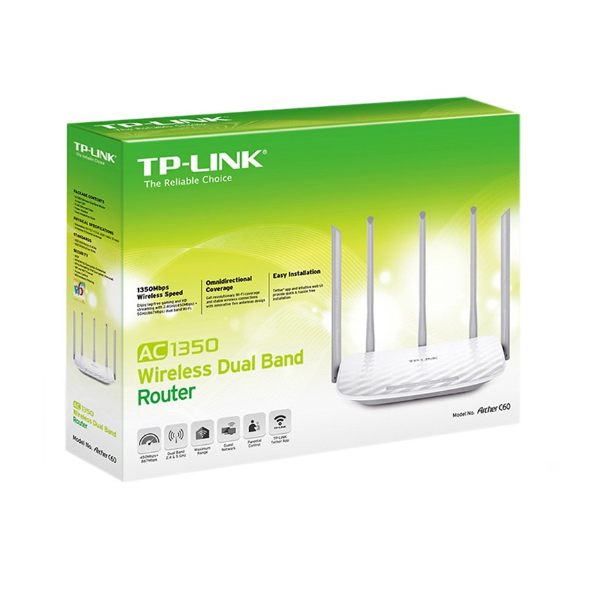 Bộ ph&aacute;t wifi TP-Link Archer C60 Wireless AC1350Mbps